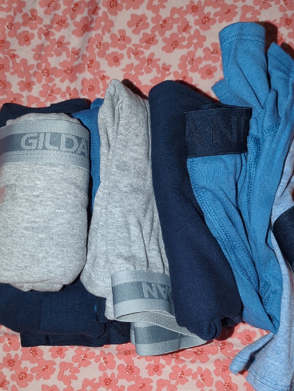 Gildan Men's Navy and Light Blue Boxer Briefs Pack ( 7) New No Tags